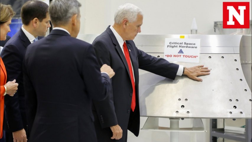 Vice President Mike Pence ignores Do not touch sign at Nasa