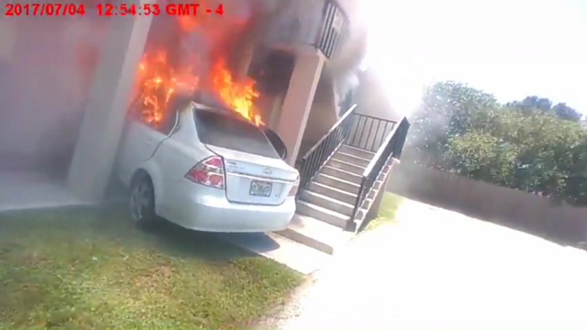 Man dies after crashing propane-loaded car into ex-girlfriends home