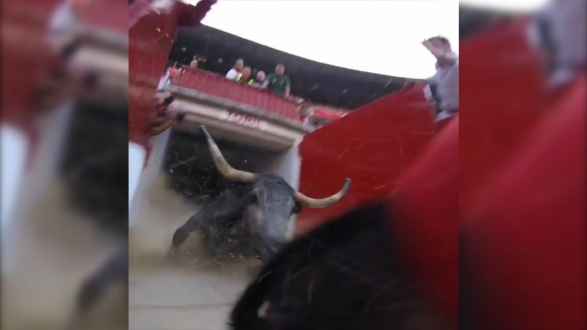 Watch mans narrow escape during San Fermin bull running festival