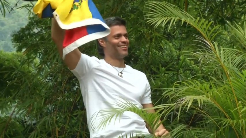 Venezuelas freed opposition politician Lopez makes public appearance under house arrest