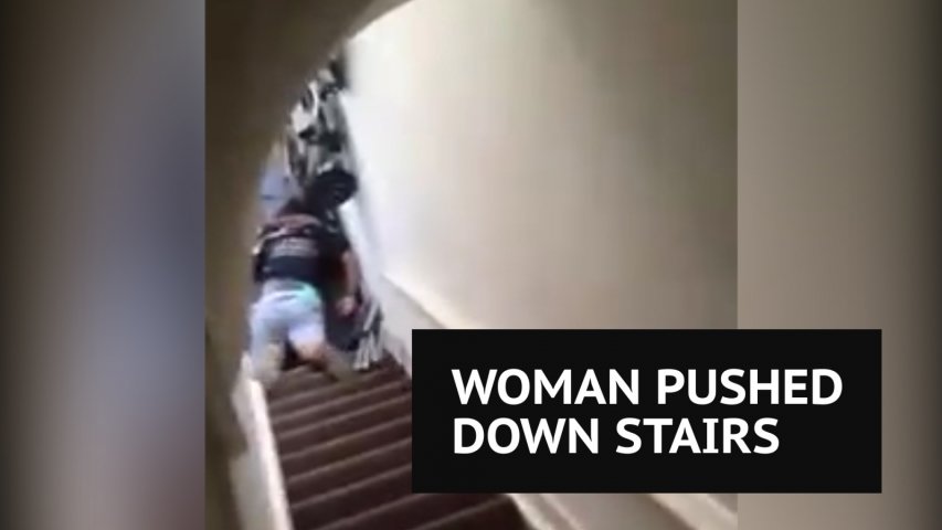 Shocking video shows woman pushed down stairs after fight with Airbnb host