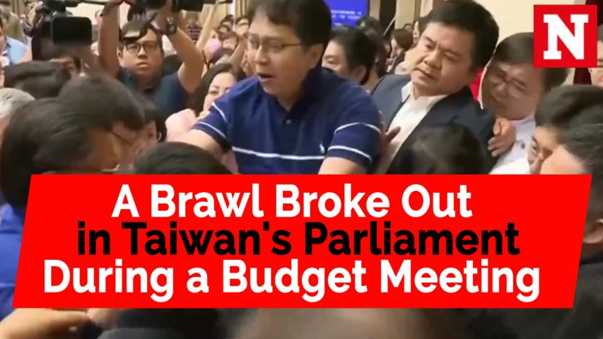 A brawl broke out in Taiwans parliament during a budget meeting