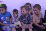 Wounded children treated after air strikes defy ceasefire in Syria