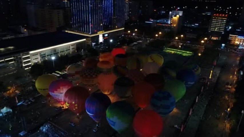 Hot air balloons show breathtaking view over Karst Site in China
