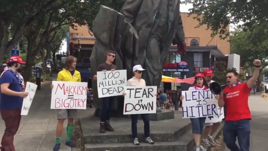 Donald Trump supporters call for Lenin statue to be removed in Seattle