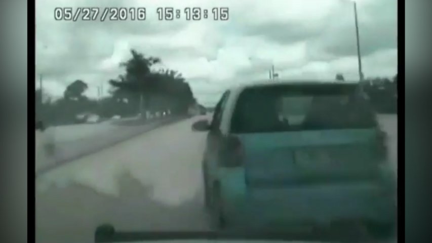 Shocking footage captures moment speeding police officer plows into car at 104mph