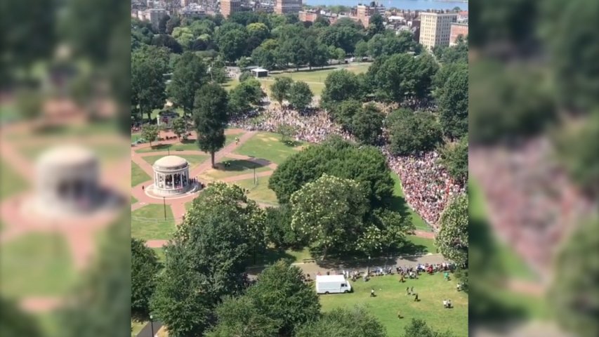 Video shows how outnumbered right-wing protesters were in Boston