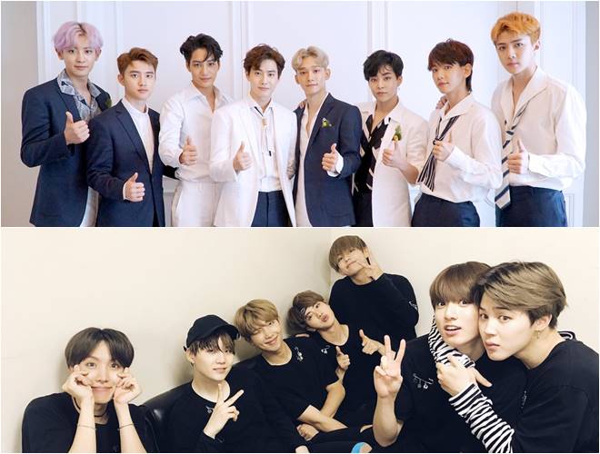 EXO and BTS (Twitter)