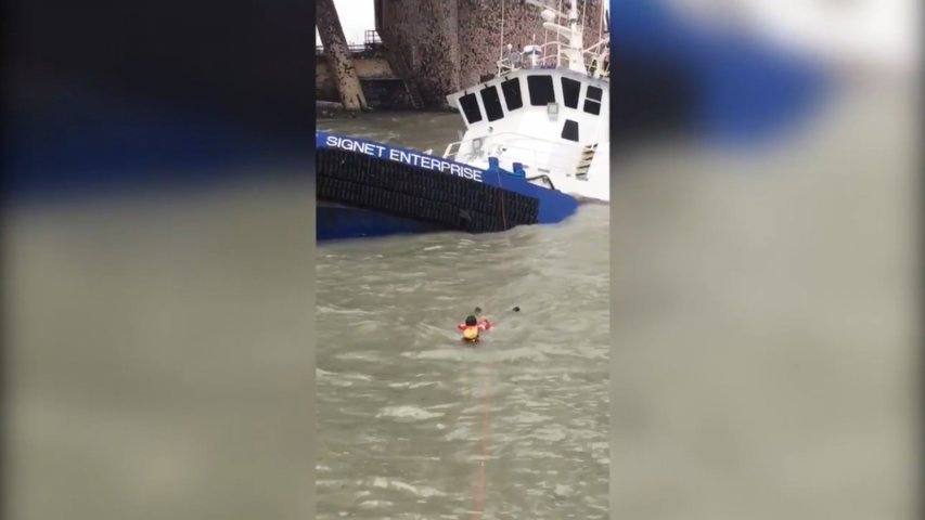 U.S. Coast Guard rescues 15 people off sinking vessels during Hurricane Harvey