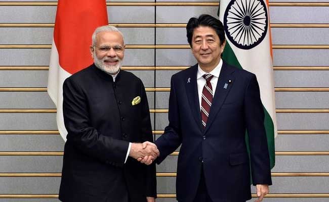 Japan's Prime Minister Shinzo Abe with Narendra Modi