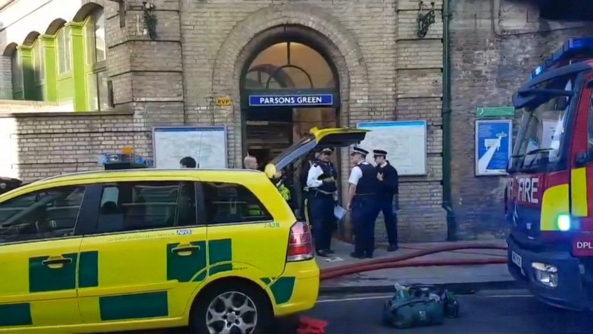 Flames seen on London Tube train after explosion reported