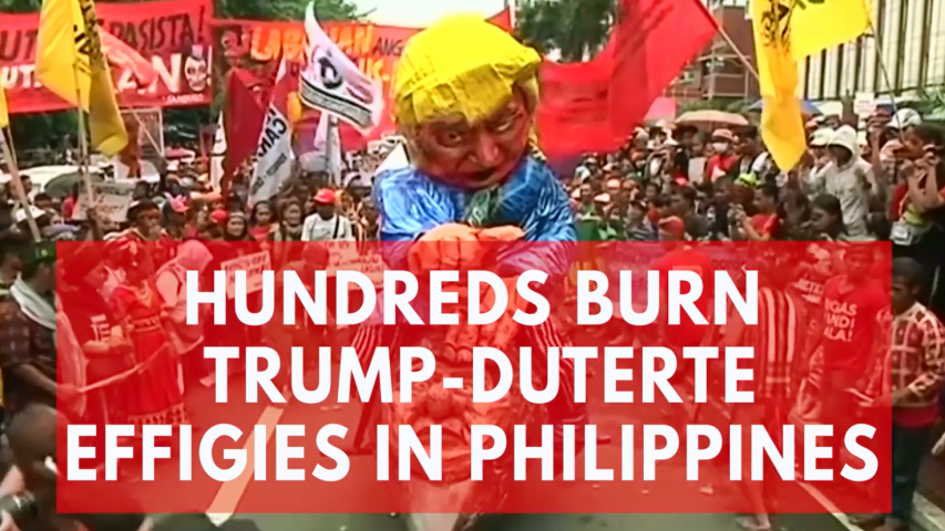 Hundreds burn Trump-Duterte effigies in Philippines