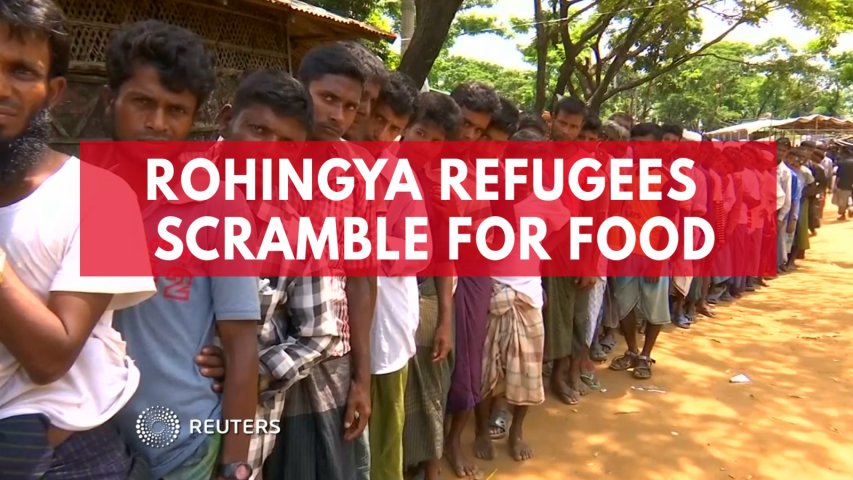 Rohingya refugees in Bangladesh scramble for food