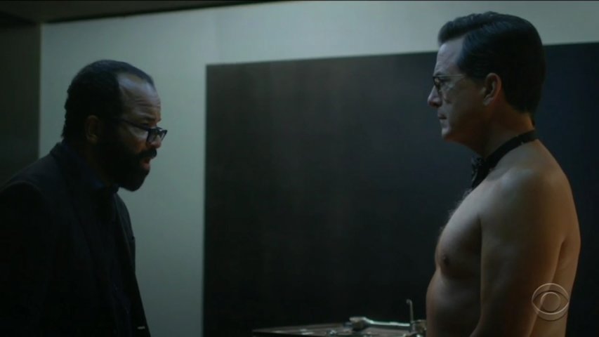 Emmys 2017: Stephen Colbert bares his butt for Westworld parody with Jeffrey Wright