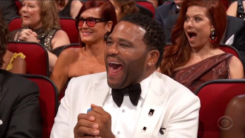 Emmys 2017: Watch Anthony Anderson crack up during Stephen Colberts Bill Maher nominee joke