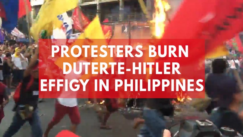 Protesters burn Duterte-Hitler effigy in Philippines