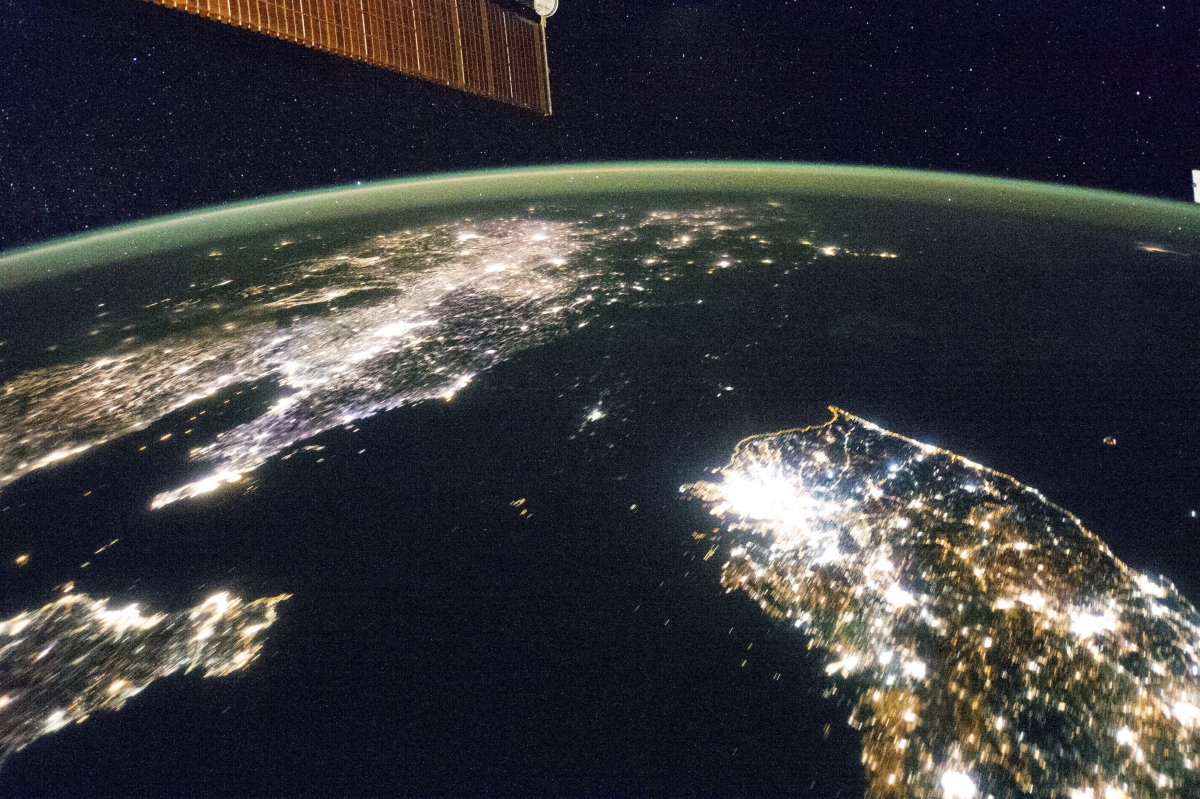 Undated NASA handout picture of North Korea (the dark area) and South Korea