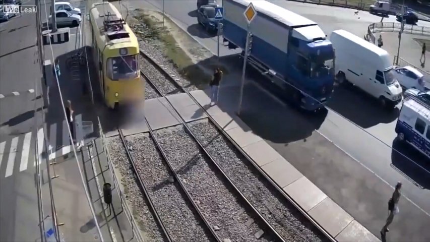 Woman distracted by phone loses leg after being hit by tram