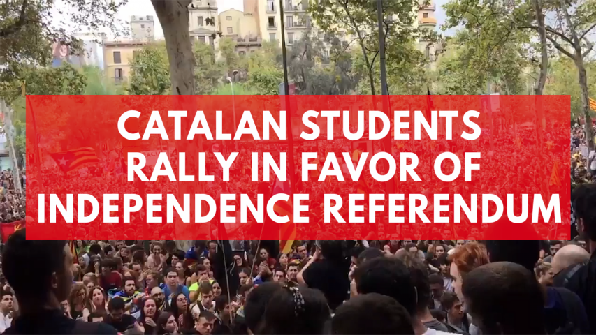 Catalan students rally in favor of independence referendum