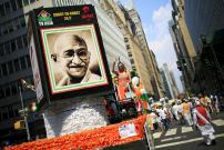 People take part in the 35th India Day Parade in New York