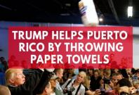 President Trump throws paper towels into crowd during Puerto Rico visit President Trump throws paper towels into crowd during Puerto Rico visit