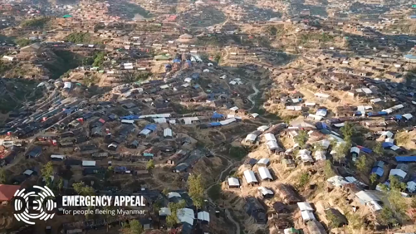 Drone footage of Rohingya refugee camps shows colossal scale of crisis