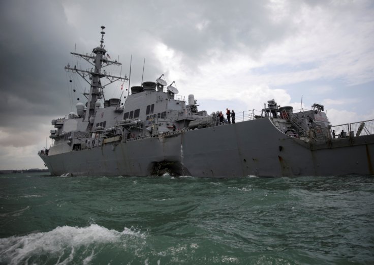 The U.S. Navy guided-missile destroyer USS John S. McCain is seen after a collision, in Singapore waters August 21, 2017