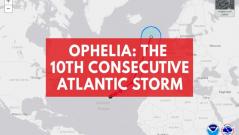 Hurricane Ophelia becomes record-tying 10th straight Atlantic storm