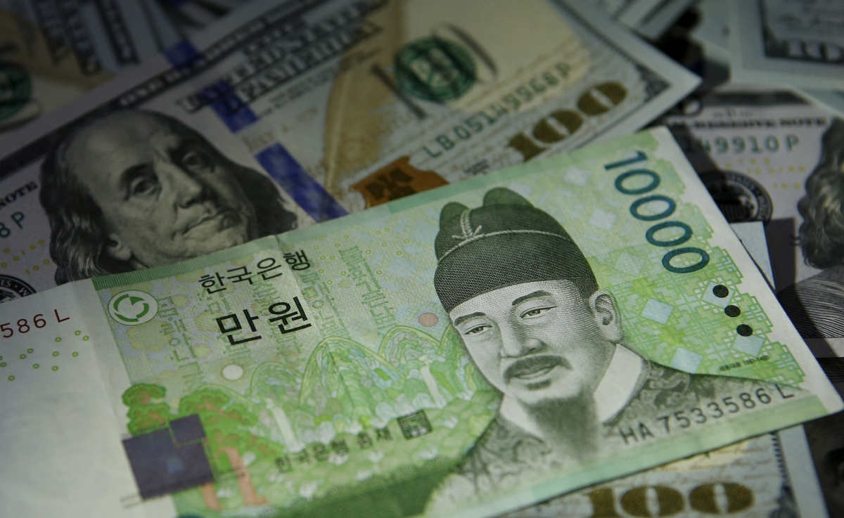 South Korean won declines