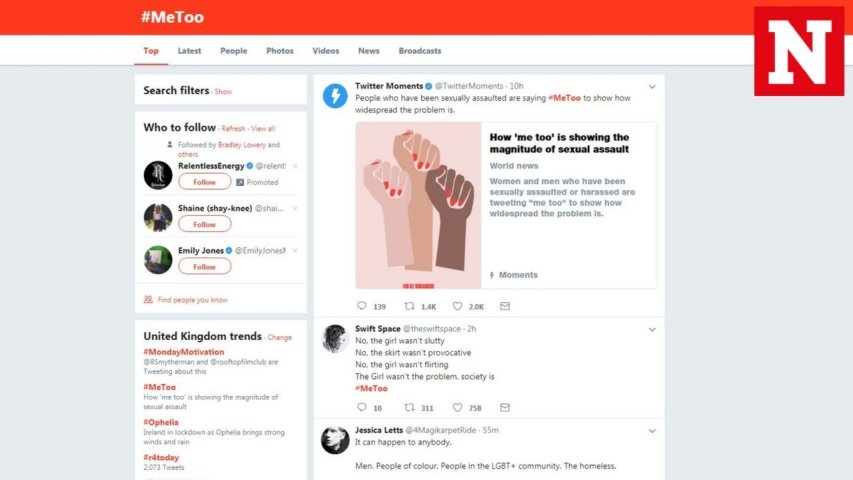 #MeToo trends worldwide after women tweet their experiences of sexual assault