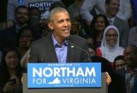 Barack Obamas back campaigning as he calls Virginia voters to action