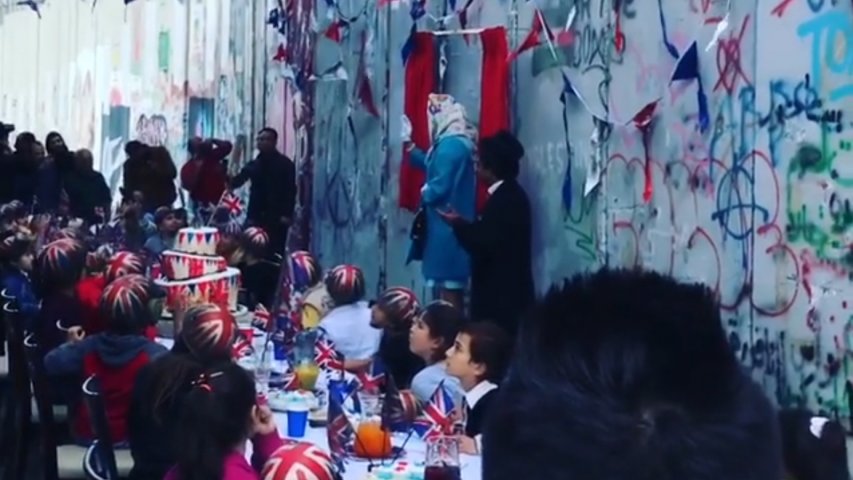 Queen unveils new Banksy artwork in Palestine to mark Balfour Declaration