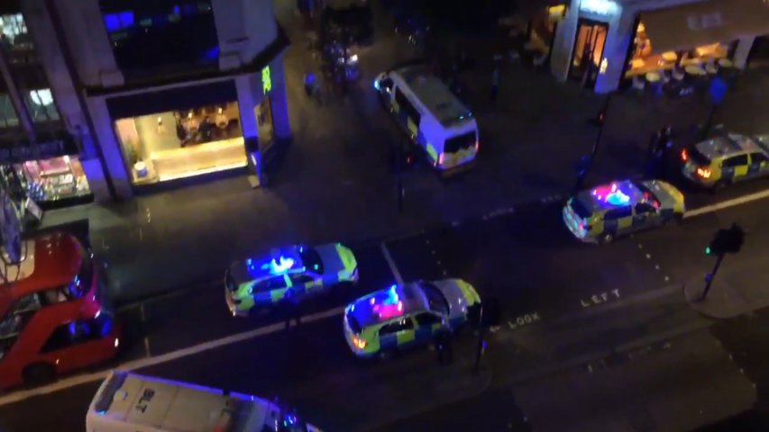 Panic in Londons Covent Garden as black cab mounts pavement