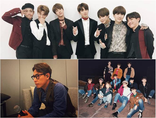 Clockwise from top) BTS, Wanna One and Yoon Jong Shin