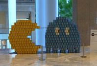 Sculptures made of cans offer creative solutions for hungry New Yorkers