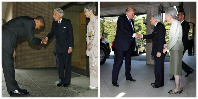 US Presidents greeting Japanese emperor