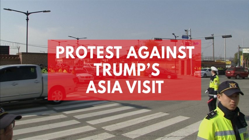 South Koreans and Filipinos protest against Donald Trumps visit