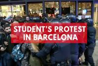Students storm train station in Barcelona