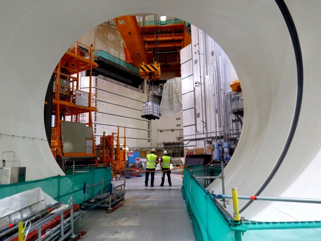 Specialists work inside Olkiluoto-3 nuclear reactor in Eurajoki