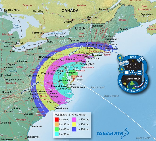 Orbital cargo mission viewing map