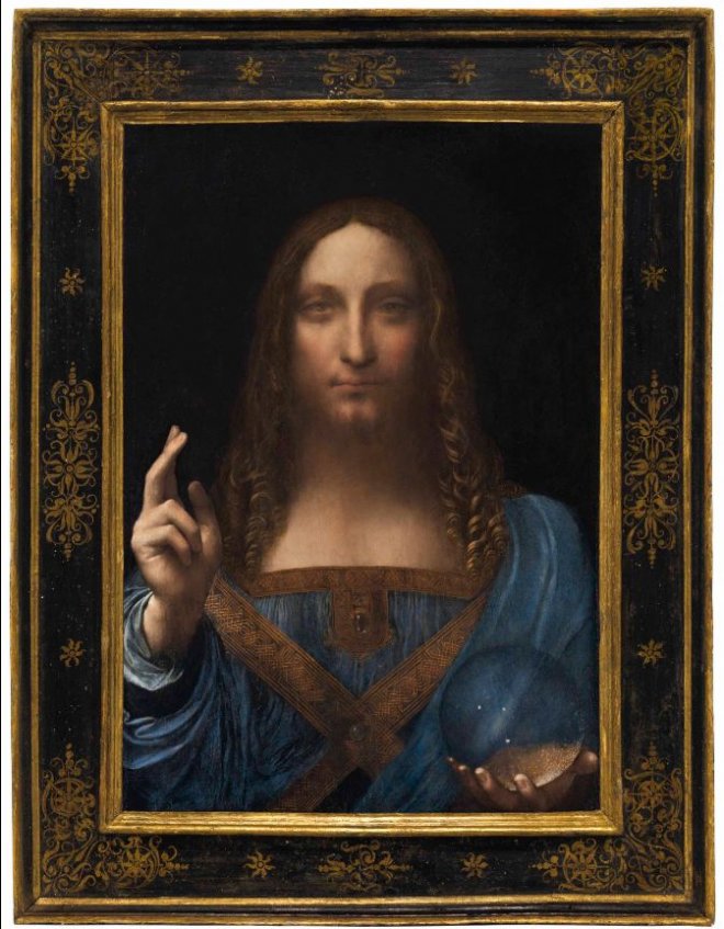 Leonardo da Vinci (1452-1519), Salvator Mundi, painted circa 1500. 25⅞ x 18 in (65.7 x 45.7 cm). Sold for $450,312,500 in the Post-War & Contemporary Art Evening Sale on 15 November 2017 at Christie's in New York