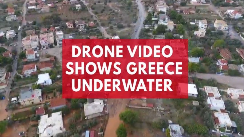 Drone video shows Athens underwater following biblical floods
