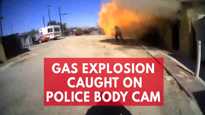 Body cam captures moment unexpected gas explosion injures Indio police officer