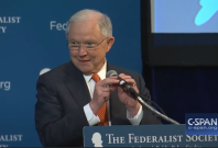 Jeff Sessions jokes about Russian contacts at Federalist Society event