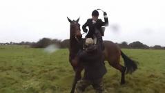 Fox hunter seen whipping activist with riding crop