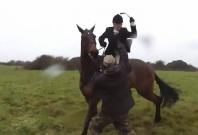 Fox hunter seen whipping activist with riding crop