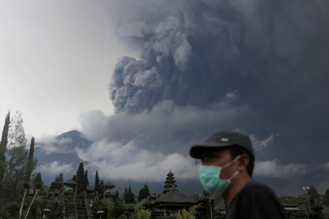 Mount Agung volcano erupts