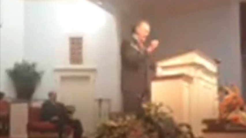 Roy Moore interrupted by protesters during campaign speech