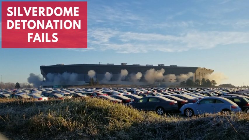 Watch the moment botched detonation of Silverdome leaves stadium still standing