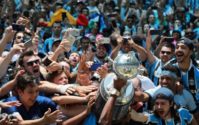 Gremio fans celebrate after winning the Copa Libertadores final